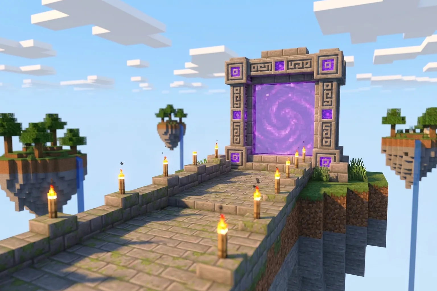 Каменный портал на парящем острове: подключение к серверу Minecraft