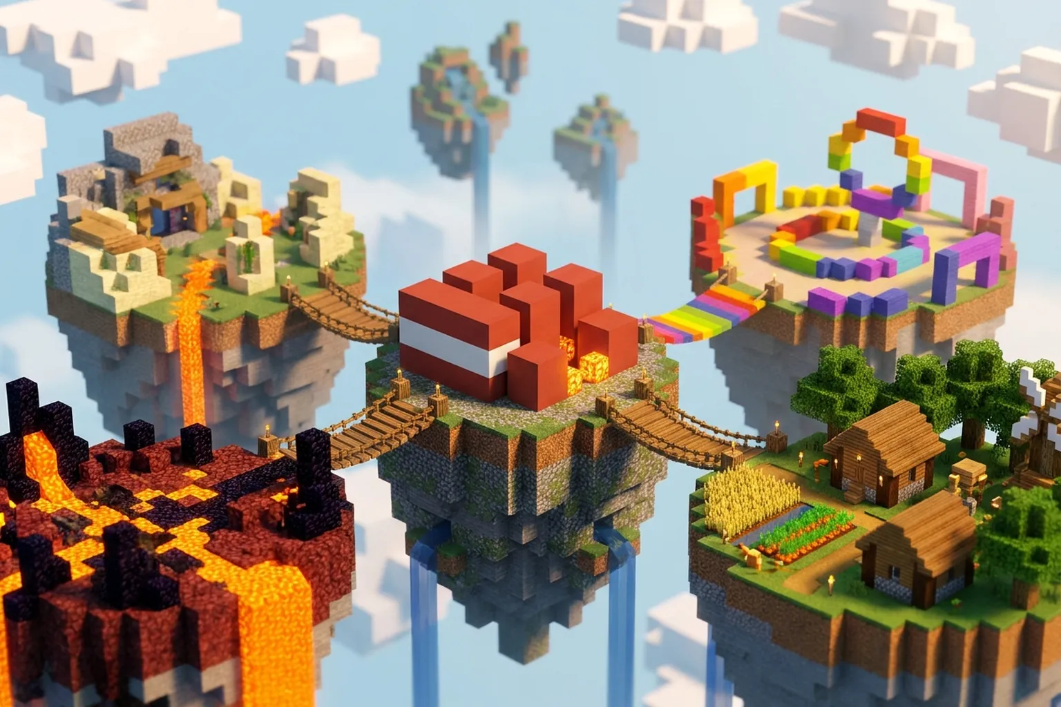 Парящие острова с разными режимами: популярные серверы Minecraft